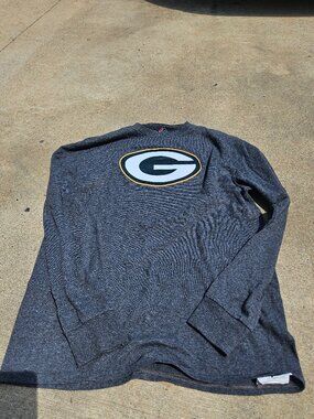 Green Bay Packers charcoal gray long sleeve tshirt with patch logo, AM